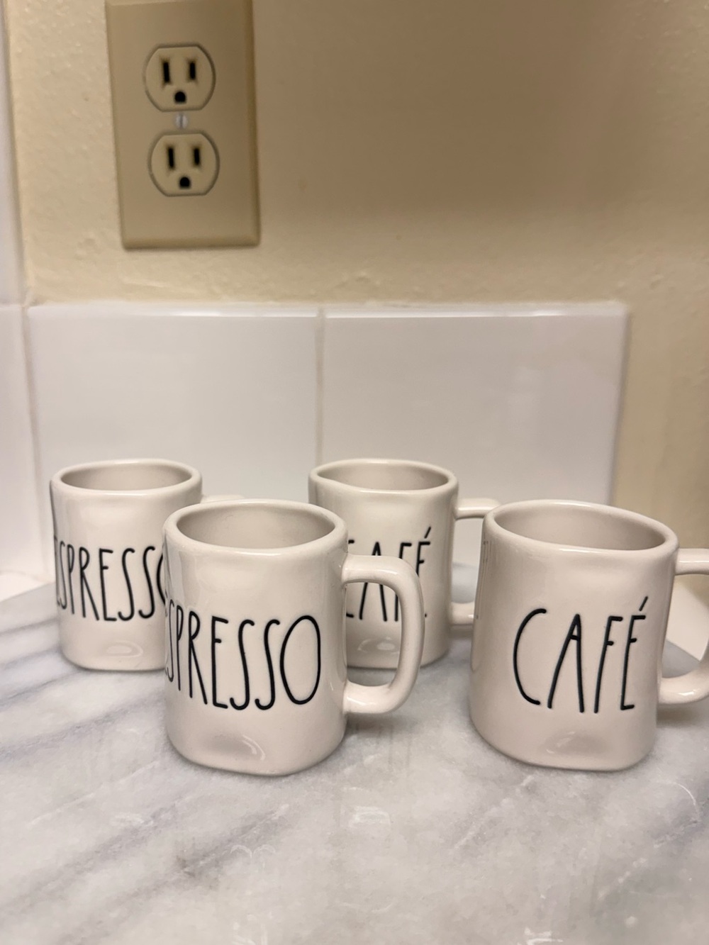 Rae Dunn Cafe Espresso Ceramic Mug Set